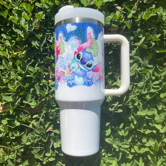 Custom 40 oz Tumbler Disney Lilo & Stitch Double-wall vacuum insulation … - Picture 9 of 9